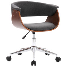 Scaun De Birou Pivotant, Gri, Lemn Curbat Și Material Textil