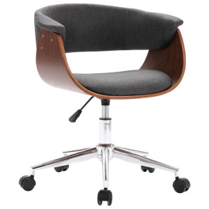 Scaun De Birou Pivotant, Gri, Lemn Curbat Și Material Textil