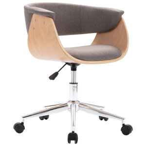 Scaun Bucătărie Pivotant Gri Taupe Lemn Curbat/Material Textil