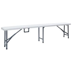 Bănci De Grădină Pliabile, 2 Buc., Alb, 180 Cm, Hdpe