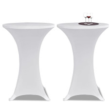 Husă De Masă Cu Picior Ø60 Cm, 4 Buc., Alb, Elastic