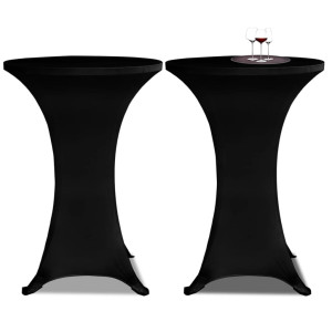 Husă De Masă Cu Picior Ø60 Cm, 4 Buc., Negru, Elastic