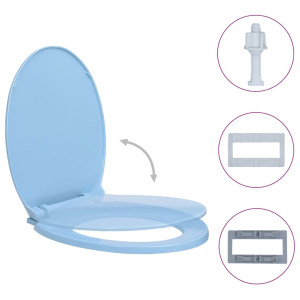 Capac Wc Cu Închidere Silențioasă, Albastru, Oval