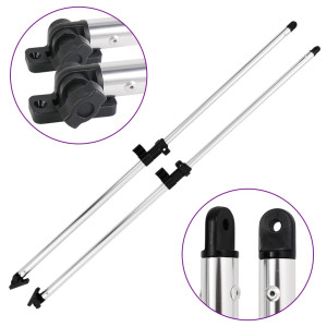 Stâlpi De Susținere Parasolar Barcă Bimini, 2 Buc., Aluminiu
