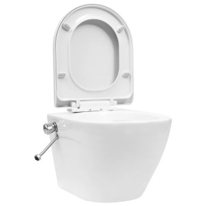 Vas Wc Suspendat Fără Ramă Cu Funcție De Bideu, Alb, Ceramică