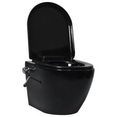 Vas Wc Suspendat Fără Ramă Cu Funcție De Bideu, Negru, Ceramică