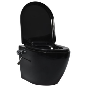 Vas Wc Suspendat Fără Ramă Cu Funcție De Bideu, Negru, Ceramică