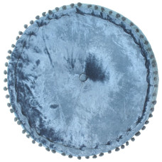 Fotoliu Puf Rotund, Albastru, 40 X 20 Cm, Catifea