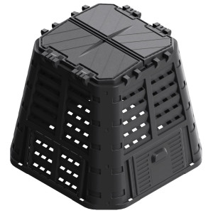 Compostor De Grădină, Negru, 93,3X93,3X80 Cm, 480 L