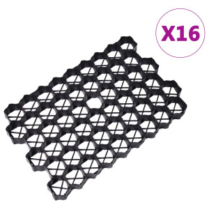 Grilaje De Gazon, 16 Buc., Negru, 60X40X3 Cm, Plastic