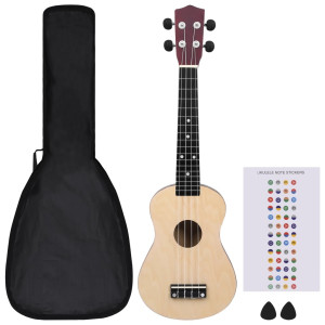 Set Ukulele Soprano Pentru Copii, Cu Husă, Natural, 23"