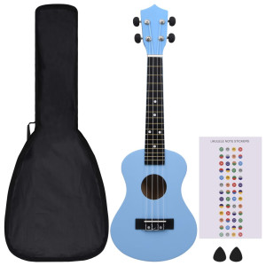 Set Ukulele Soprano Pentru Copii, Cu Husă, Bleu, 23"