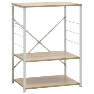 Dulap Microunde, Alb/Stejar, 60X39,6X79,5 Cm, Lemn Prelucrat