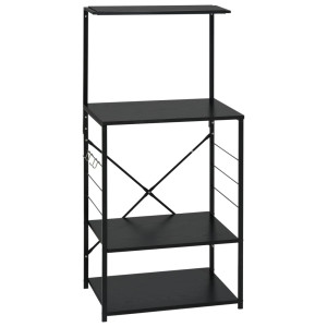 Dulap Cuptor Microunde, Negru, 60X39,6X123 Cm, Lemn Prelucrat