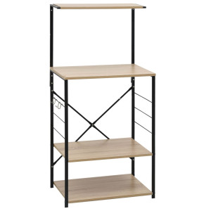 Dulap Microunde, Negru/Stejar 60X39,6X123 Cm Lemn Prelucrat