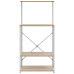 Dulap Microunde, Alb/Stejar, 60X39,6X123 Cm, Lemn Prelucrat