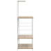 Dulap Microunde, Alb/Stejar, 60X39,6X123 Cm, Lemn Prelucrat