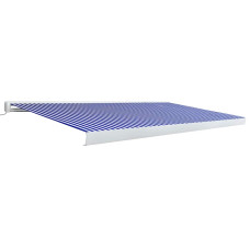 Copertină Motorizată Tip Casetă, Albastru Și Alb, 500 X 300 Cm