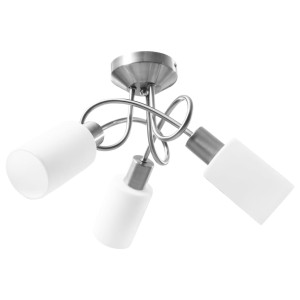 Lustră Cu Abajururi Din Ceramică, 3 Becuri E14, Alb, Con