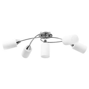 Lustră Cu Abajururi Din Ceramică, 5 Becuri E14, Alb, Con