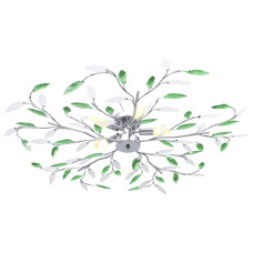 Lustră Cu Brațe Tip Frunze Cristal Acrilic Verde 5 Becuri E14