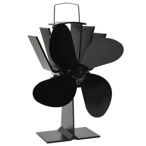 Ventilator De Sobă Cu Alimentare Termică, 4 Palete, Negru