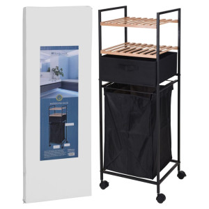 Bathroom Solution Suport Depozitare 2 Rafturi&Coș De Rufe Bambus 109Cm