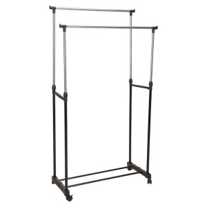 Storage Solutions Suport Umerașe Duble Reglabil Roți 80X42X(90-160) Cm