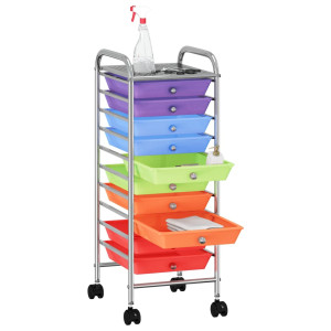 Cărucior De Depozitare Mobil Cu 10 Sertare, Multicolor, Plastic