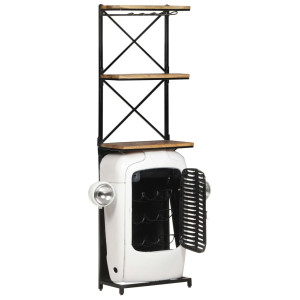 Dulap De Vin Design Tractor Alb 49X31X172 Cm Mango Nefinisat