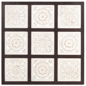 Panouri Perete Sculptate Manual, Maro Și Alb, 60X60X1,5 Cm, Mdf