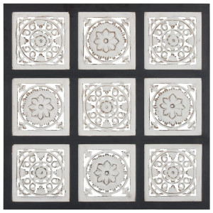 Panouri De Perete Sculptate Manual, Negru/Alb, 60X60X1,5 Cm Mdf