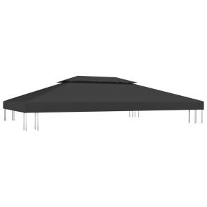 Acoperiș De Pavilion Cu 2 Niveluri, Negru, 4X3 M, 310 G/M²