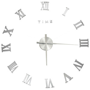 Ceas De Perete 3D, Argintiu, 100 Cm, Xxl, Design Modern
