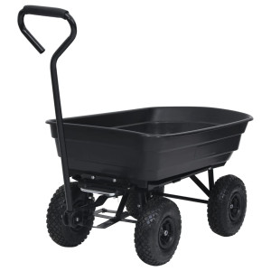 Cărucior Manual De Grădină Basculabil, Negru, 300 Kg, 75 L