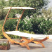 Pat De Exterior Cu Baldachin, Crem, 100X190X134 Cm, Lemn Masiv