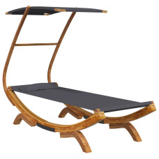 Pat De Exterior Cu Baldachin Antracit 100X190X134 Cm Lemn Masiv