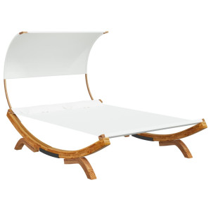 Pat De Exterior Cu Baldachin, Crem, 165X203X126 Cm, Lemn Masiv