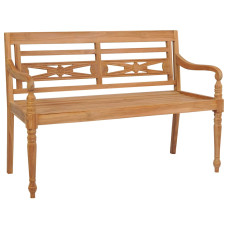 Bancă Batavia Cu Pernă Albastru Regal, 120 Cm, Lemn Masiv Tec