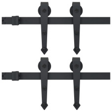 Seturi De Feronerie Uși Glisante, 2 Buc., Negru, 200 Cm, Oțel