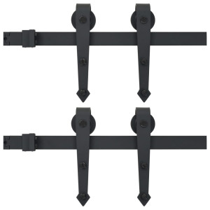 Seturi De Feronerie Uși Glisante, 2 Buc., Negru, 200 Cm, Oțel