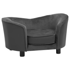 Canapea De Câini Gri Închis 69X49X40 Cm, Pluș/Piele Ecologică