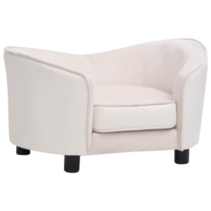 Canapea Pentru Câini Crem 69X49X40 Cm, Pluș/Piele Ecologică