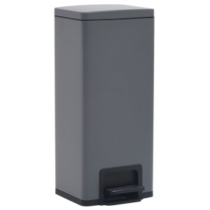 Coș De Gunoi Cu Pedală Anti-Amprentă, Gri, 30L, Oțel Inoxidabil