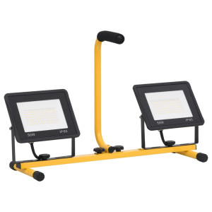Proiector Cu Led Și Mâner, 2X50 W, Alb Cald