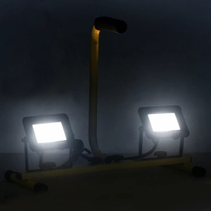 Proiector Cu Led Și Mâner, 2X20 W, Alb Rece