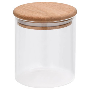Borcane Din Sticlă Depozitare, Capac De Bambus, 6 Buc., 600 Ml