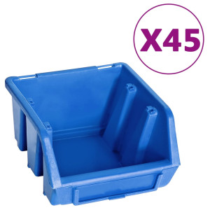 Set Cutii Depozitare, 48 Piese, Panouri Perete, Albastru&Negru