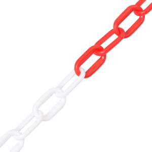 Lanț De Avertizare, Roșu Și Alb, 100 M, Ø6 Mm, Plastic