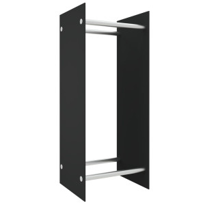 Rastel Lemne De Foc Negru 40X35X100 Cm Sticlă Securizată